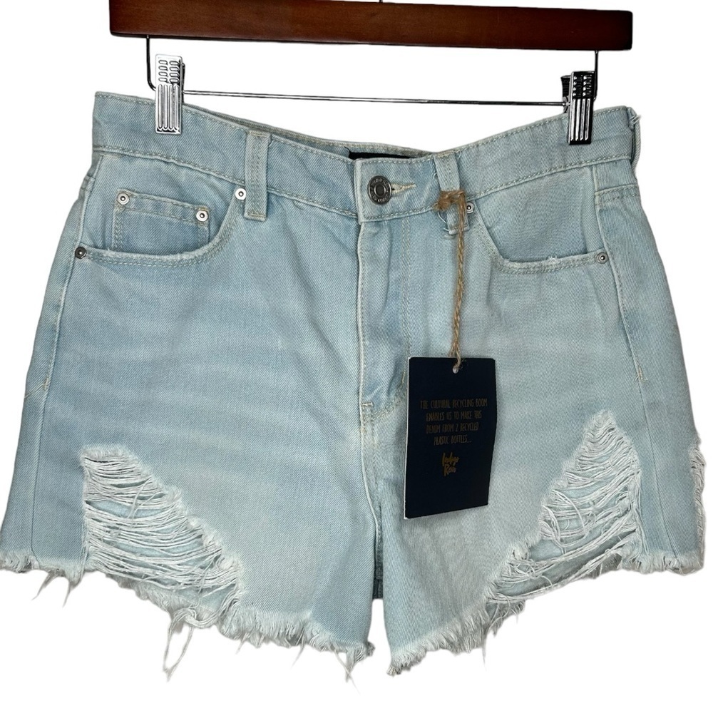 New Indigo Reign Women’s Super High Rise Shorts 7/27 Distressed BNWOT